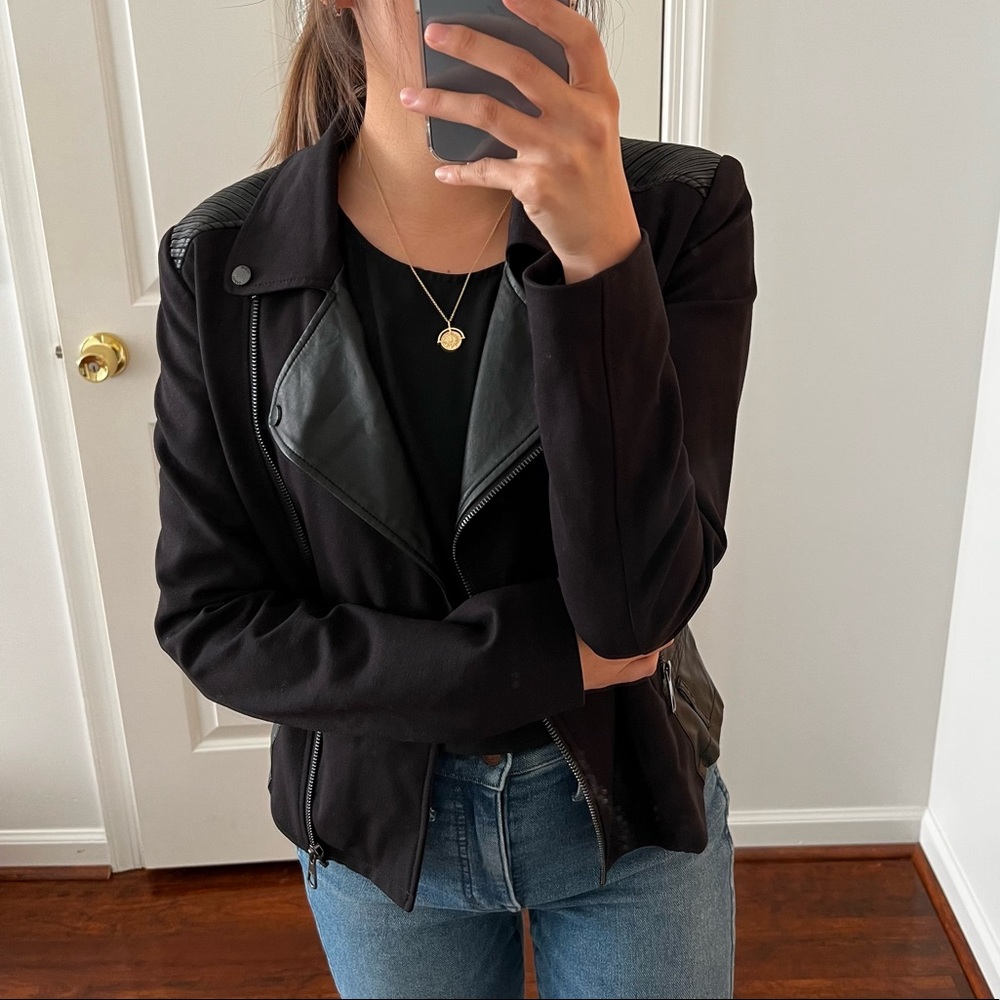Guess black moto jacket with faux leather - Picture 11 of 13